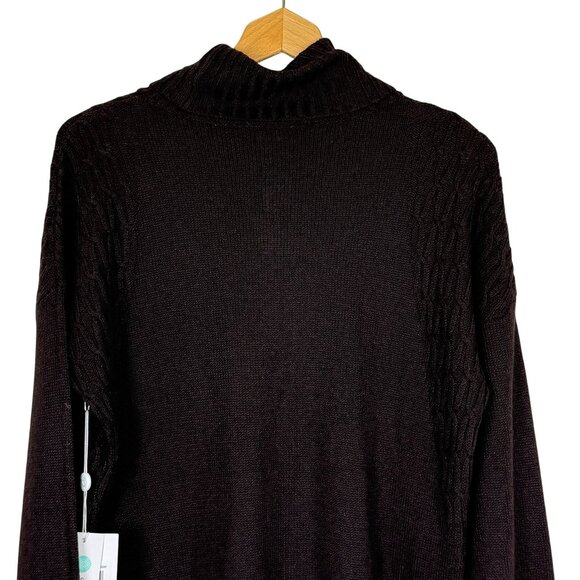 Evolution Stitch Fix Madi Cable Knit Turtleneck Sweater Sz Large Brown NWT - Picture 6 of 11
